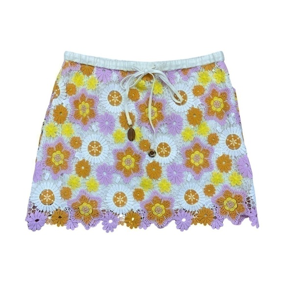 Zara • Retro Floral Crochet Mini Skirt S ASO Enid Sinclair Wednesday - Picture 2 of 7